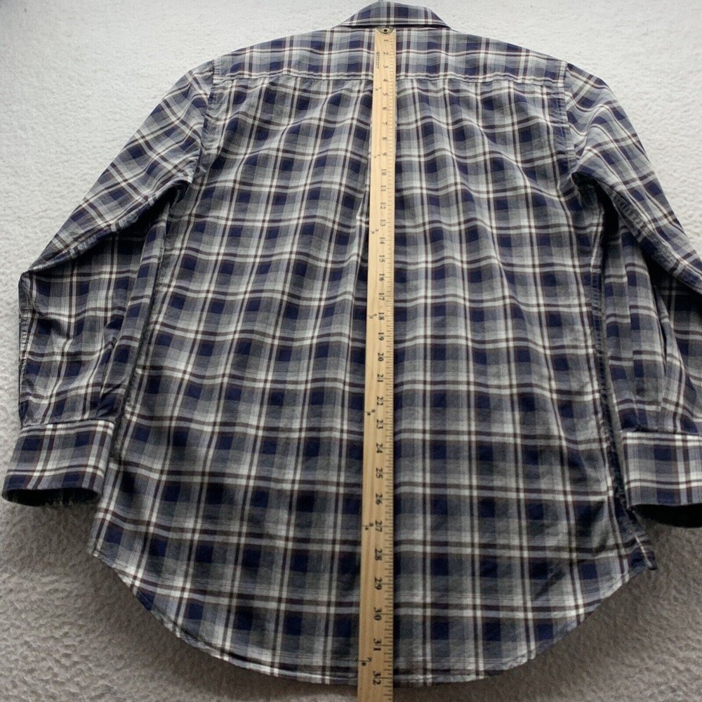 Peter Millar Button Up Shirt Mens Medium Gray White Plaid Golf Preppy Dad Sports - Picture 6 of 12